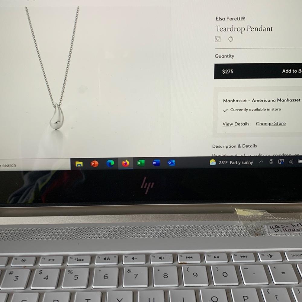 Tiffany Authentic Elsa Peretti Tear drop necklace